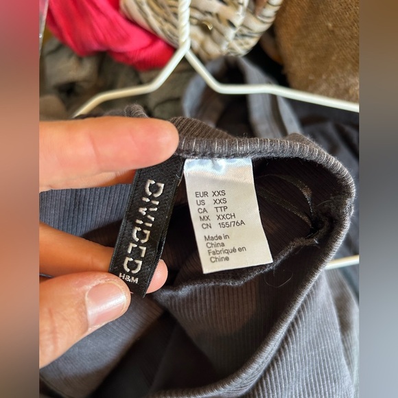 Divided Dark Gray Cap Sleeve stretch top- square neck - Picture 4 of 4